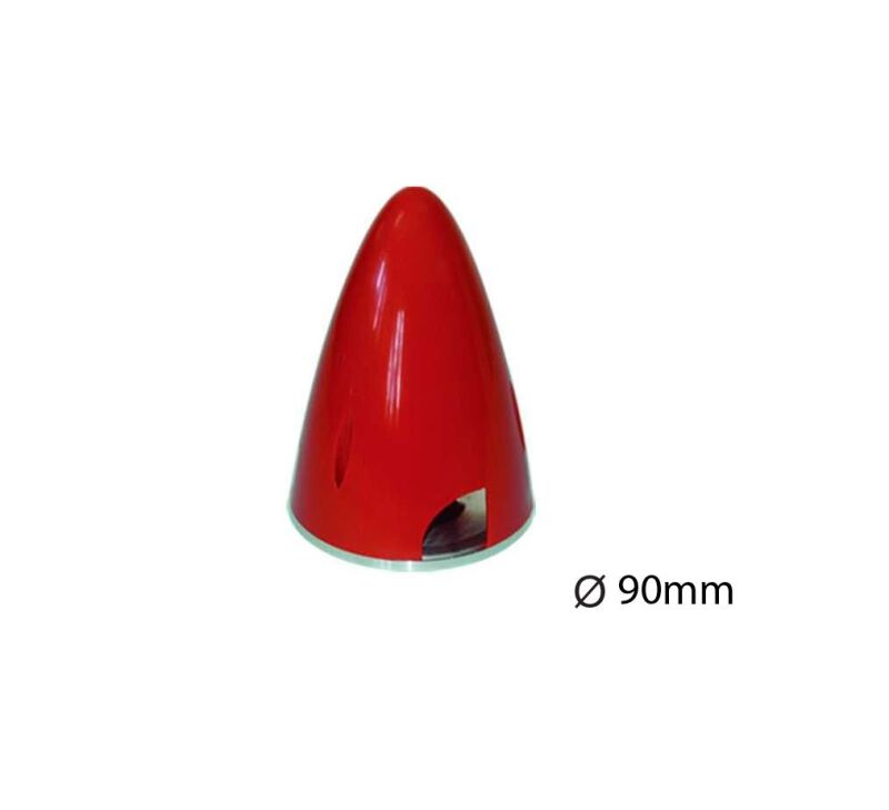 D-Power Kunststoff Spinner  90 mm 3 Blatt rot mit Alu-Grundplatte (25190R)