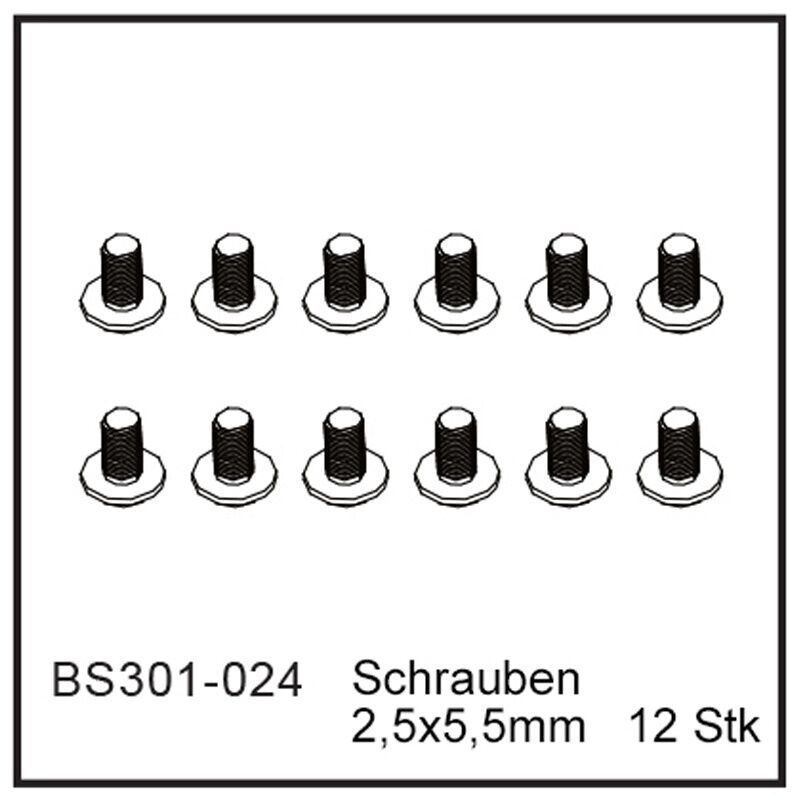D-Power Schrauben 2,5x5,5mm (12 Stück) - BEAST BX / TX (BS301-024)