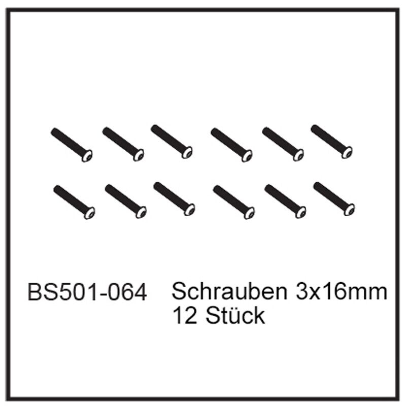 D-Power Schrauben 3x16mm (12 Stück) - BEAST BX / TX (BS501-064)