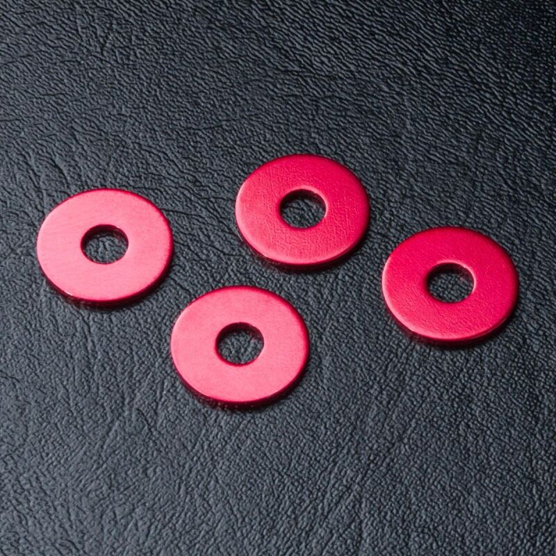 MST-Racing - Radmitnehmer Distanzscheibe Alu 1.0mm rot (4 Stück) (MST820049R)