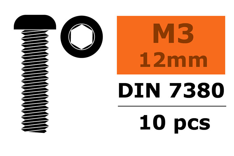 M3x12 Linsenkopfschraube Innensechskant Stahl (10 Stück)