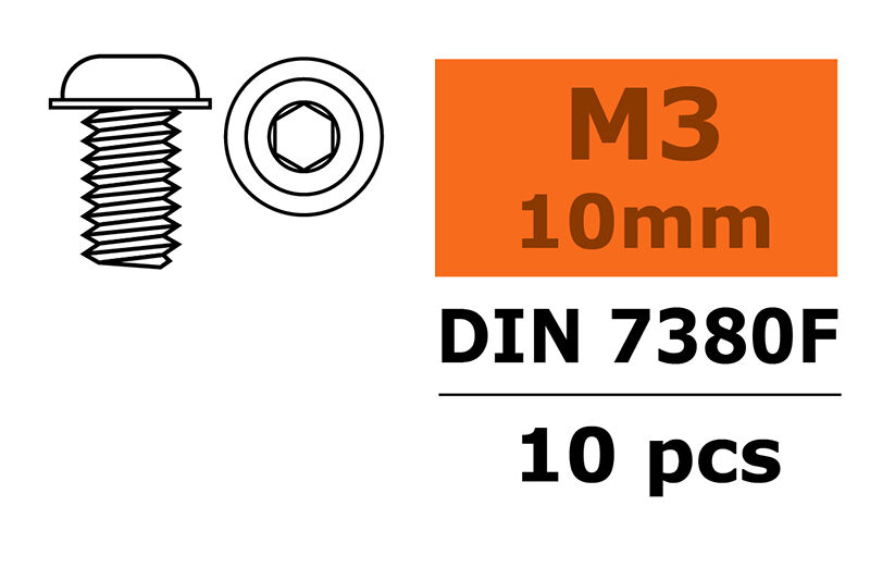M3x10 Linsenflanschkopfschraube Innensechskant Stahl (10 Stück)