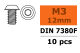 G-Force RC - Pan head screw - Hexagon socket - M3x12 - Steel - (10 pieces)