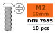 G-Force RC - Linsenkopfschraube - Philips - M2X10 - galvanisierter Stahl - 10 St (GF-0170-003)