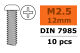 G-Force RC - Linsenkopfschraube - Philips - M2,5X12 - galvanisierter Stahl - 10 St (GF-0170-006)