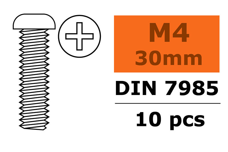 G-Force RC - Linsenkopfschraube - Philips - M4X30 - galvanisierter Stahl - 10 St (GF-0170-022)