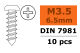 G-Force RC - Linsenkopf-Blechschraube - 3,5X6,5mm - galvanisierter Stahl - 10 St (GF-0175-006)