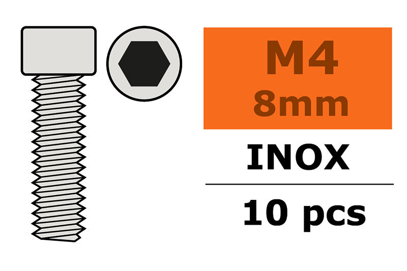 G-Force RC - Zylinderkopfschraube - Innensechskant - M4X8 - Inox - 10 St (GF-0200-014)