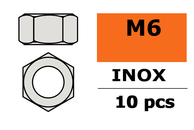 G-Force RC - Sechskantmutter - M6 - Inox - 10 St (GF-0250-006)