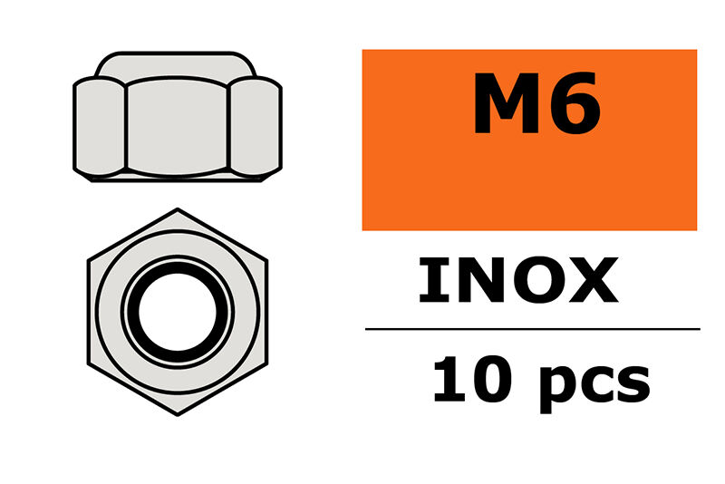 G-Force RC - Sechskantmutter selbstsichernd - M6 - Inox (10 Stück)