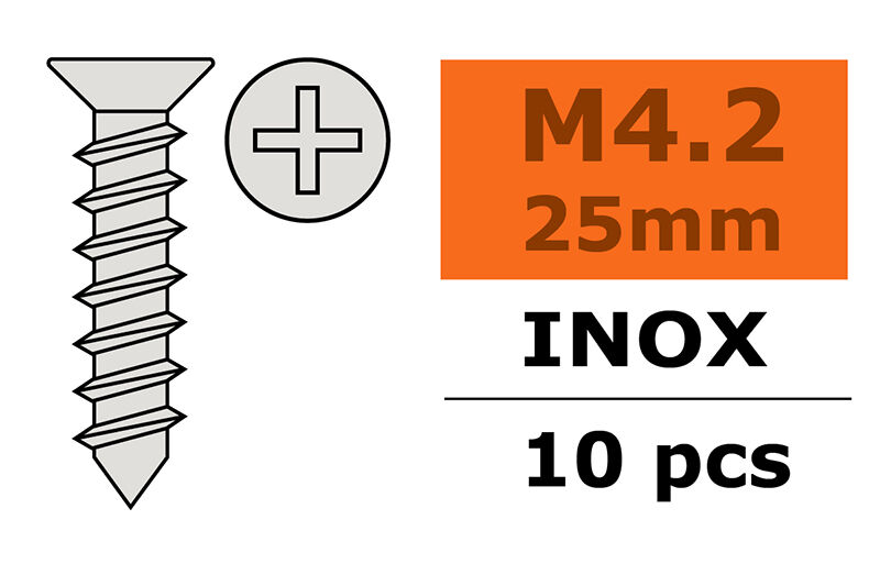 G-Force RC - Senkkopf-Blechschraube - 4,2X25mm - Inox - 10 St (GF-0276-013)