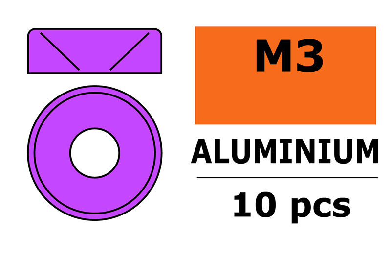 G-Force RC - Aluminium Unterlegscheibe - für M3 Senkkopfschrauben - AD=8mm - Violet - 10 St (GF-0405-032)