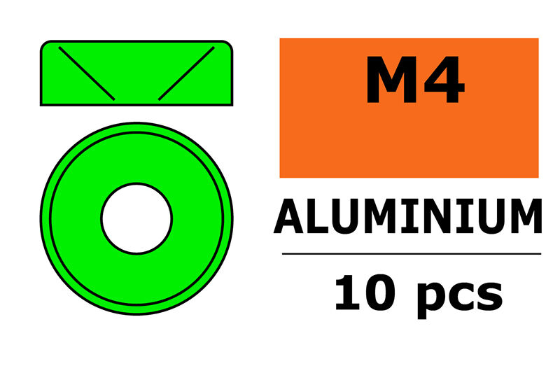 G-Force RC - Aluminium Unterlegscheibe - für M4 Senkkopfschrauben - AD=10mm - Grün - 10 St (GF-0405-041)
