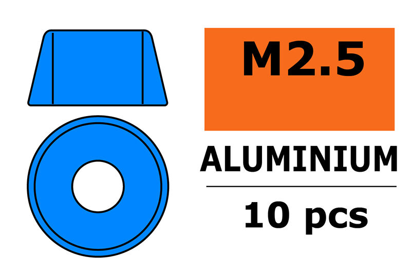 G-Force RC - Aluminium Unterlegscheibe - für M2.5 Zylinderkopfschrauben - AD=7mm - Blau - 10 St (GF-0406-024)