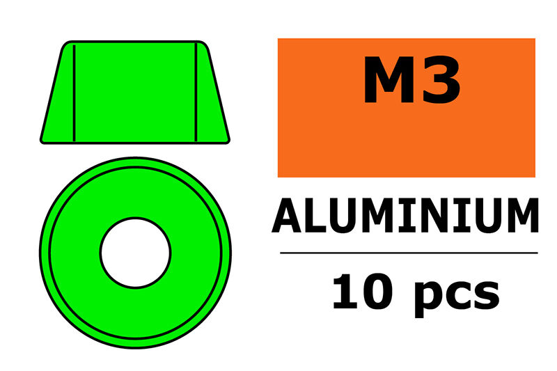 G-Force RC - Aluminium Unterlegscheibe - für M3 Zylinderkopfschrauben - AD=8mm - Grün - 10 St (GF-0406-031)