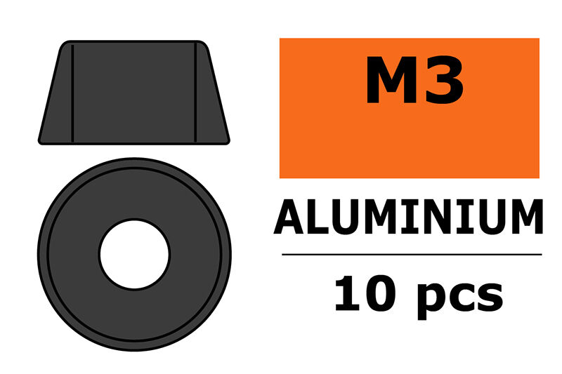 G-Force RC - Aluminium Unterlegscheibe - für M3 Zylinderkopfschrauben - AD=8mm - Gun Metal - 10 St (GF-0406-033)