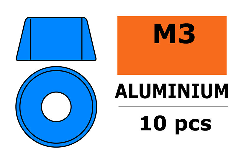 G-Force RC - Aluminium Unterlegscheibe - für M3 Zylinderkopfschrauben - AD=8mm - Blau - 10 St (GF-0406-034)