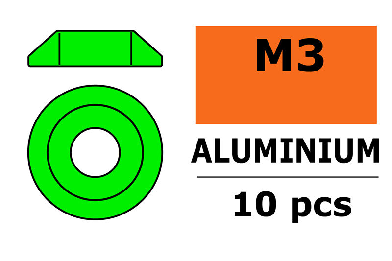 G-Force RC - Aluminium Unterlegscheibe - for M3 Linsenkopfschrauben - AD=10mm - Grün - 10 St (GF-0407-021)