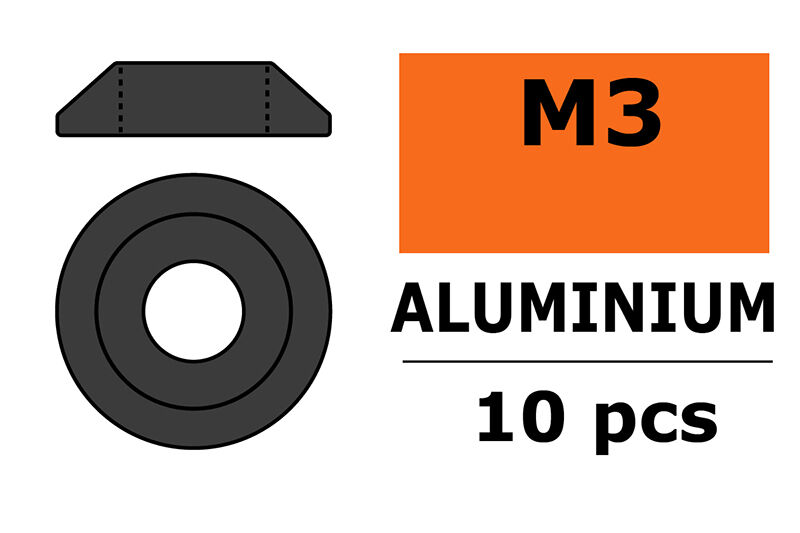 G-Force RC - Aluminium Unterlegscheibe - for M3 Linsenkopfschrauben - AD=10mm - Gun Metal - 10 St (GF-0407-023)