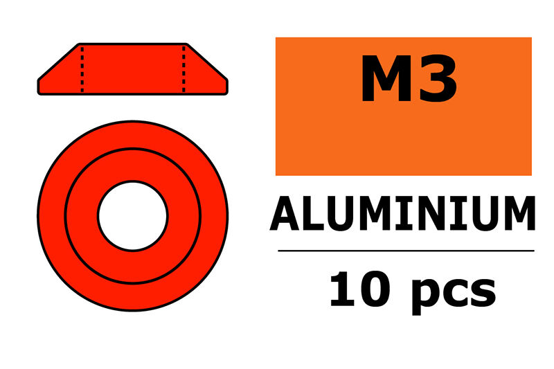 G-Force RC - Aluminium Unterlegscheibe - for M3 Linsenkopfschrauben - AD=10mm - Rot - 10 St (GF-0407-025)