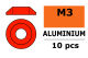 G-Force RC - Aluminium Unterlegscheibe - for M3 Linsenkopfschrauben - AD=10mm - Rot - 10 St (GF-0407-025)