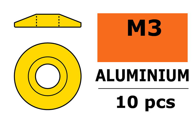 G-Force RC - Aluminium Unterlegscheibe - for M3 Linsenkopfschrauben - AD=15mm - Gold - 10 St (GF-0407-030)
