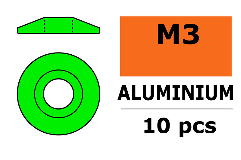 G-Force RC - Aluminium Unterlegscheibe - for M3 Linsenkopfschrauben - AD=15mm - Grün - 10 St (GF-0407-031)