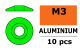 G-Force RC - Aluminium Unterlegscheibe - for M3 Linsenkopfschrauben - AD=15mm - Grün - 10 St (GF-0407-031)