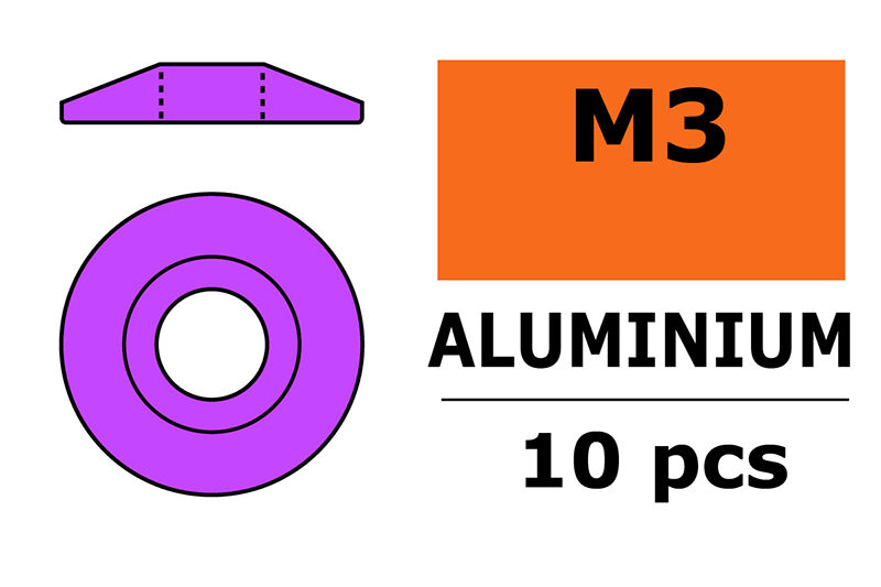 G-Force RC - Aluminium Unterlegscheibe - for M3 Linsenkopfschrauben - AD=15mm - Violet - 10 St (GF-0407-032)