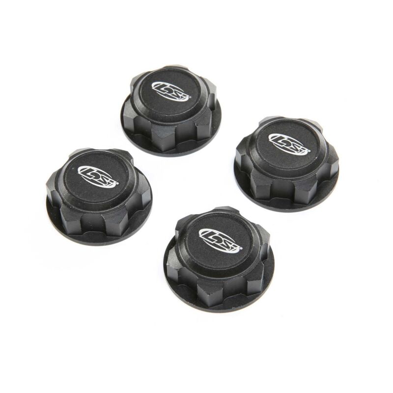Horizon Hobby - Wheel Nut, Captured, Black (4): DBXL-E 2.0 (LOS352009)