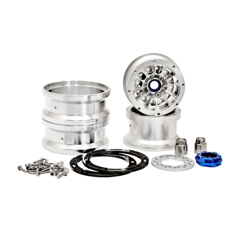 HoBao - CNC Alu.1.9"beadlock ring 6 Spoke Wheels Set (Silver) W/ Bra (H230117S)