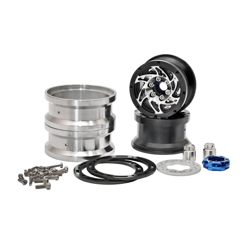 HoBao - CNC Alu. 1.9"  beadlock ring Wheels Set (Black) W/ Brake Dis (H230118B)