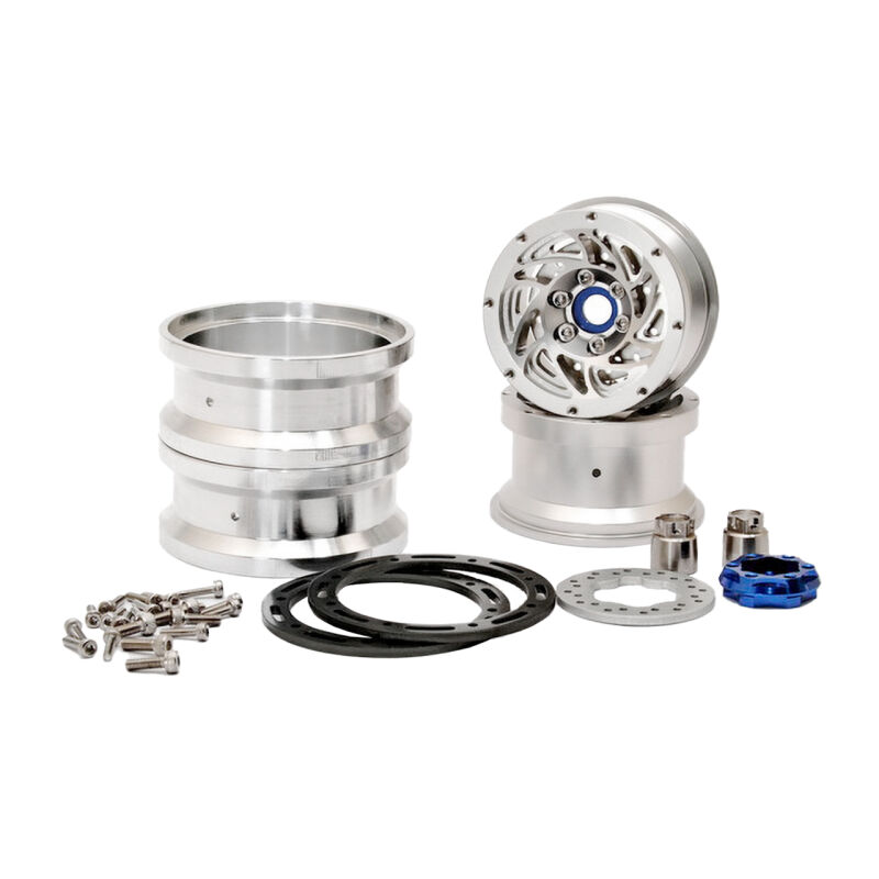 HoBao - CNC Alu. 1.9"  beadlock ring Wheels Set (Silver) W/ Brake Di (H230118S)