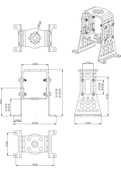 Hacker - Motor mount Alu A40/A50 complete