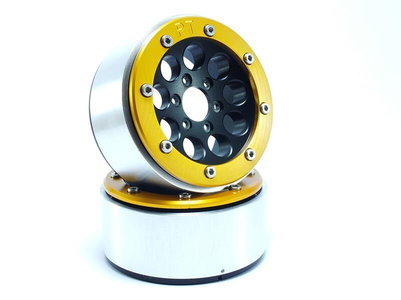 MT - Beadlock Wheels GUN schwarz/gold 1.9 (2 St.) ohne Radnabe (MT5020BGO)