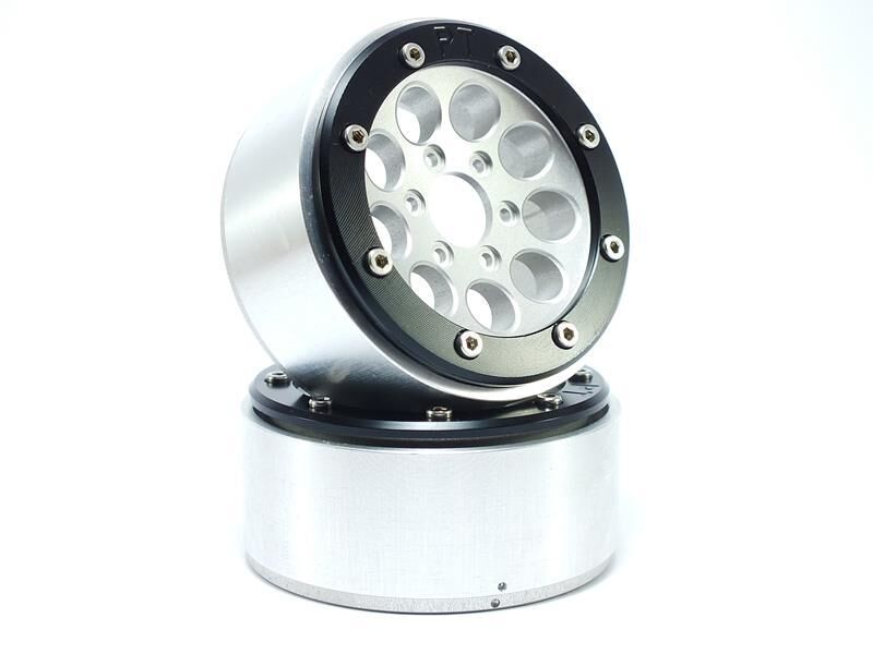 MT - Beadlock Wheels GUN silber/schwarz 1.9 (2 St.) ohne Radnabe (MT5020SB)