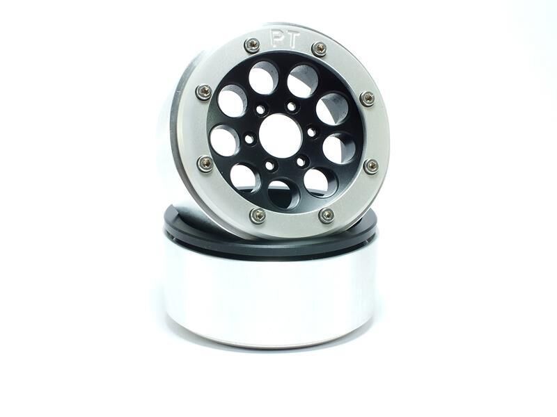 MT - Beadlock Wheels GUN schwarz/silber 1.9 (2 St.) ohne Radnabe (MT5020BS)
