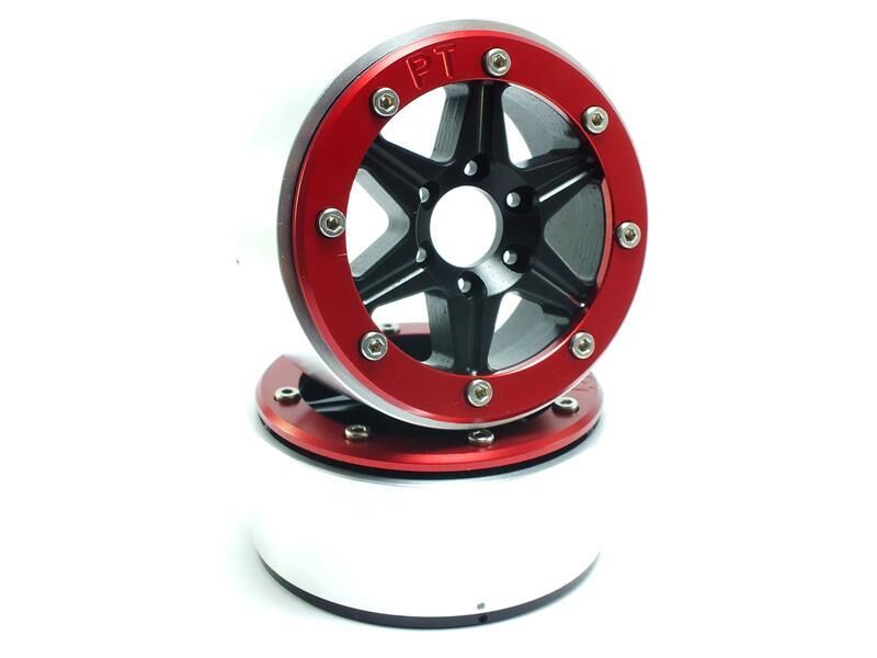MT - Beadlock Wheels SIXSTAR schwarz/rot 1.9 (2 St.) ohne Radnabe (MT5010BR)
