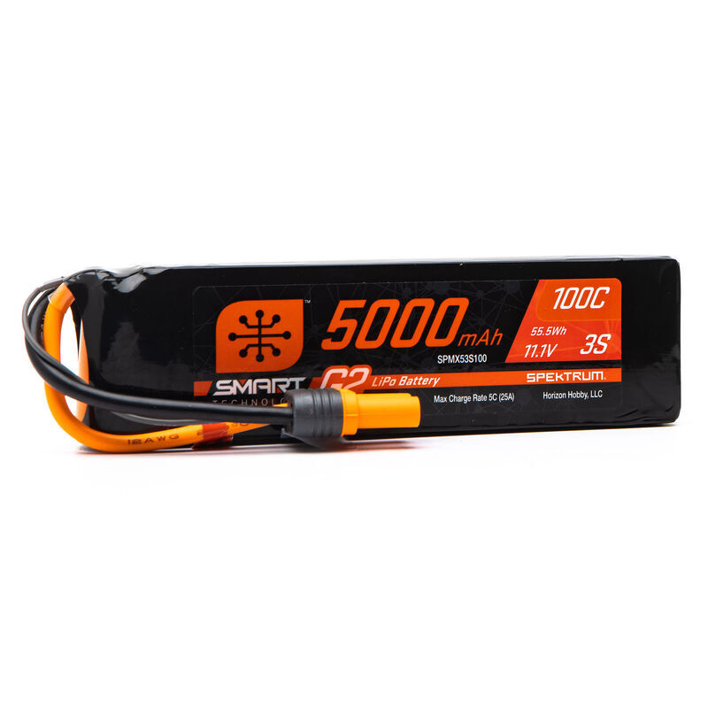Horizon Hobby - 5000mAh 3S 11.1V Smart G2 Soft Case LiPo 100C IC5 (SPMX53S100)