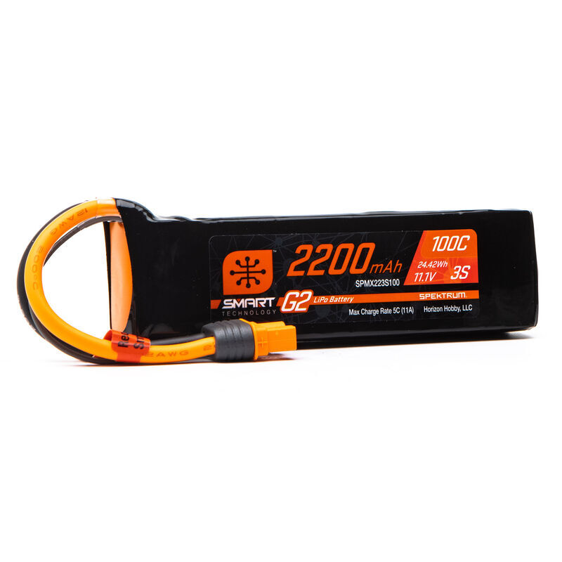 Horizon Hobby - 2200mAh 3S 11.1V Smart G2 LiPo 100C; IC3 (SPMX223S100)