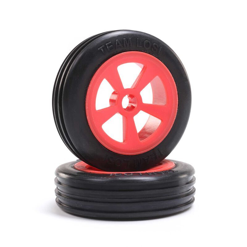Horizon Hobby - Rib Front Tire, Mounted, Red (2): Mini JRX2 (LOS41020)