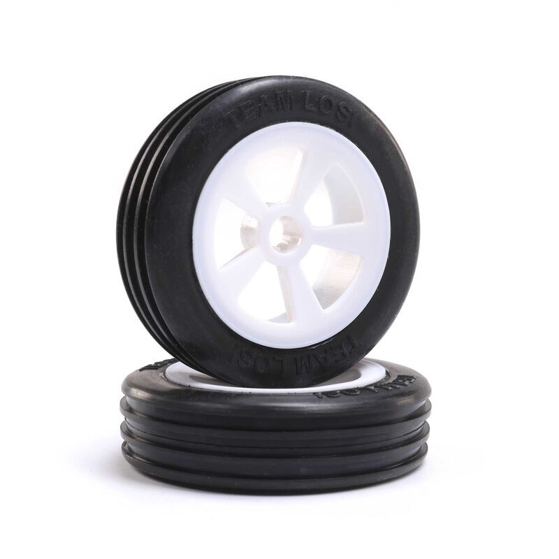 Horizon Hobby - Rib Front Tire, Mounted, White (2): Mini JRX2 (LOS41021)