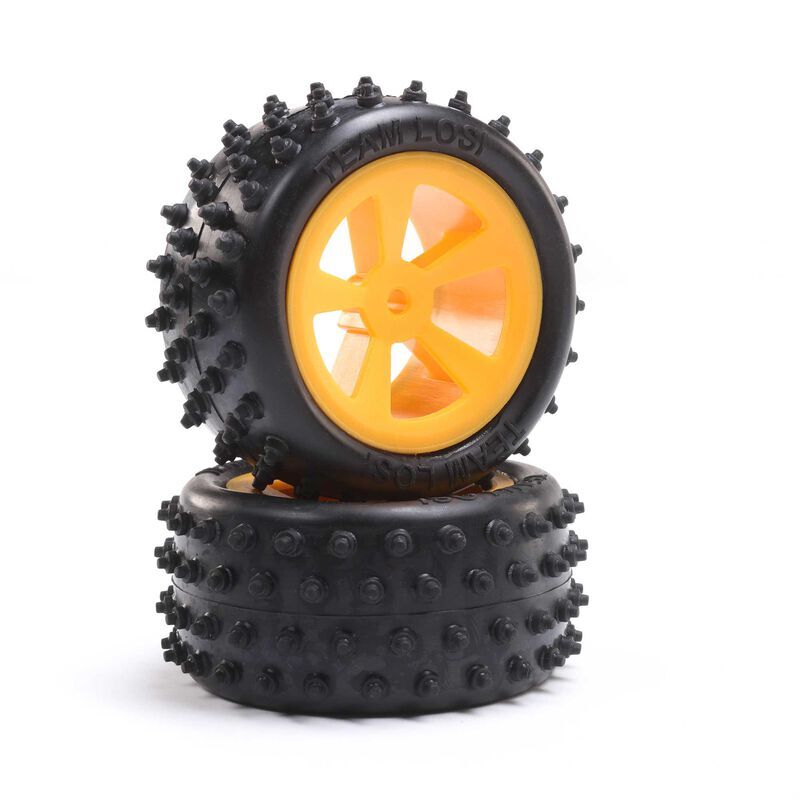 Horizon Hobby - 4 Row Rear Tires, Mounted, Orange (2): Mini JRX2 (LOS41022)