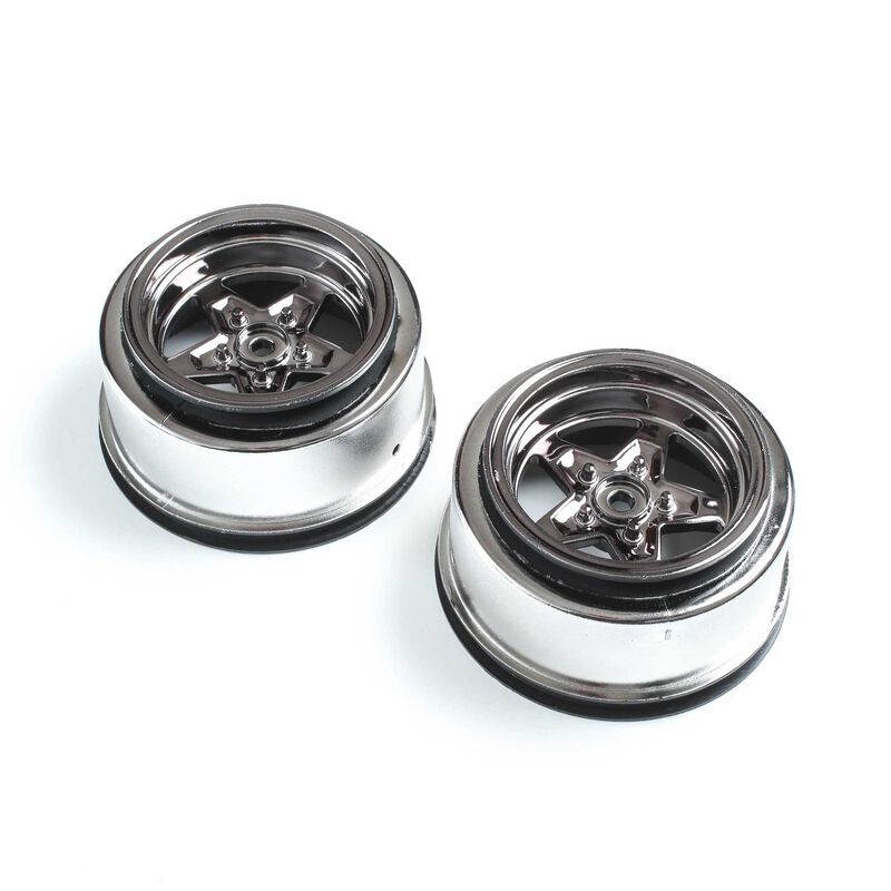 Horizon Hobby - Rear Wheel, Black Chrome (2): 22S Drag (LOS43050)