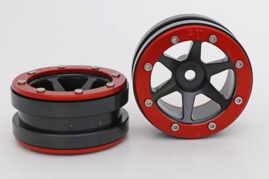 Metasafil - Beadlock Wheels PT- Slingshot Schwarz/Rot 1.9 (2 St.)  (MT0030BR)
