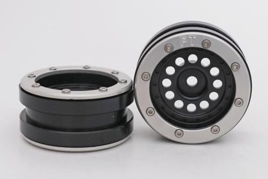 Metasafil - Beadlock Wheels PT-Bullet Schwarz/Silber 1.9 (2 St.)  (MT0020BS)