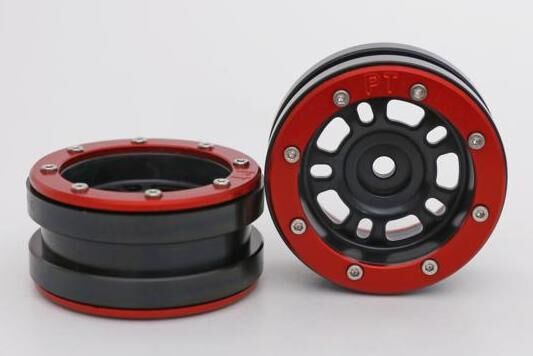 Metasafil - Beadlock Wheels PT- Distractor Schwarz/Rot 1.9 (2 St.)  (MT0040BR)