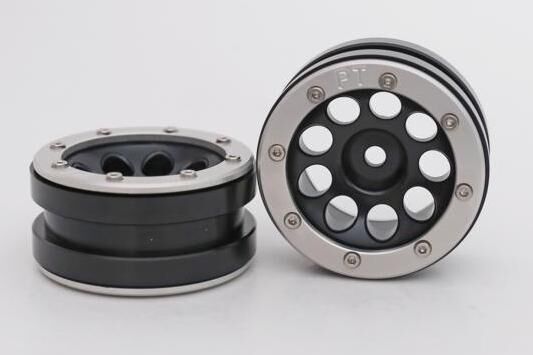 Metasafil - Beadlock Wheels PT- Ecohole Schwarz/Silber 1.9 (2 St.)  (MT0050BS)