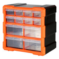 Robitronic - Kleinteilemagazin mit 12 Schubladen Orange...