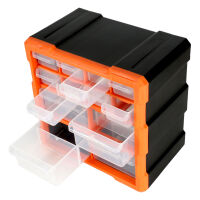 Robitronic - Kleinteilemagazin mit 12 Schubladen Orange (R14037O)